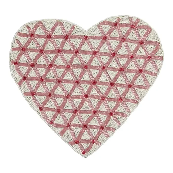 Red And White Heart Beaded Placemat