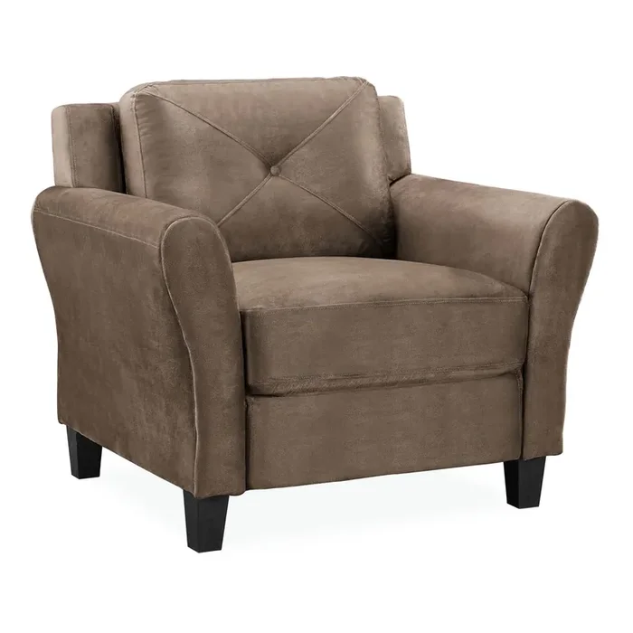 Renne Microfiber Tufted Roll Arm Upholstered Chair