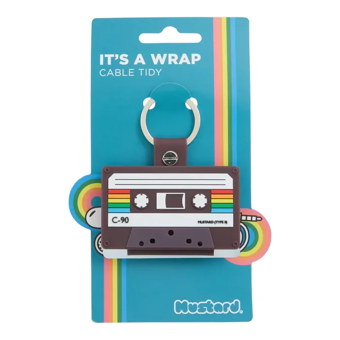 Retro Cassette Tape Cord Caddy with Keyring