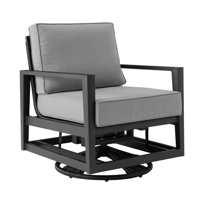 Rhodes Black Metal Outdoor Swivel Glider Chair