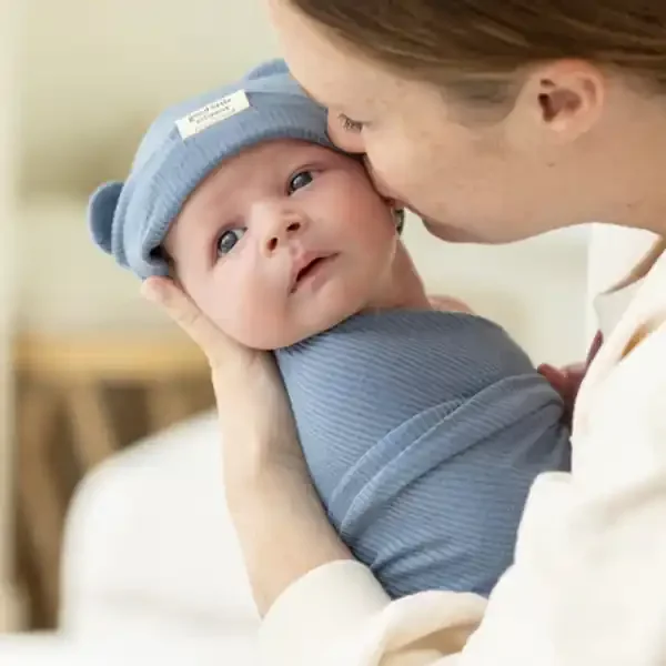 RIB SWADDLE & BEANIE SET RAIN