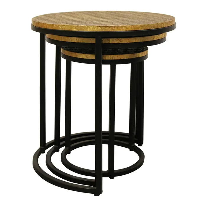 Rodsley Round Metal Clad Nesting Tables 3 Piece Set