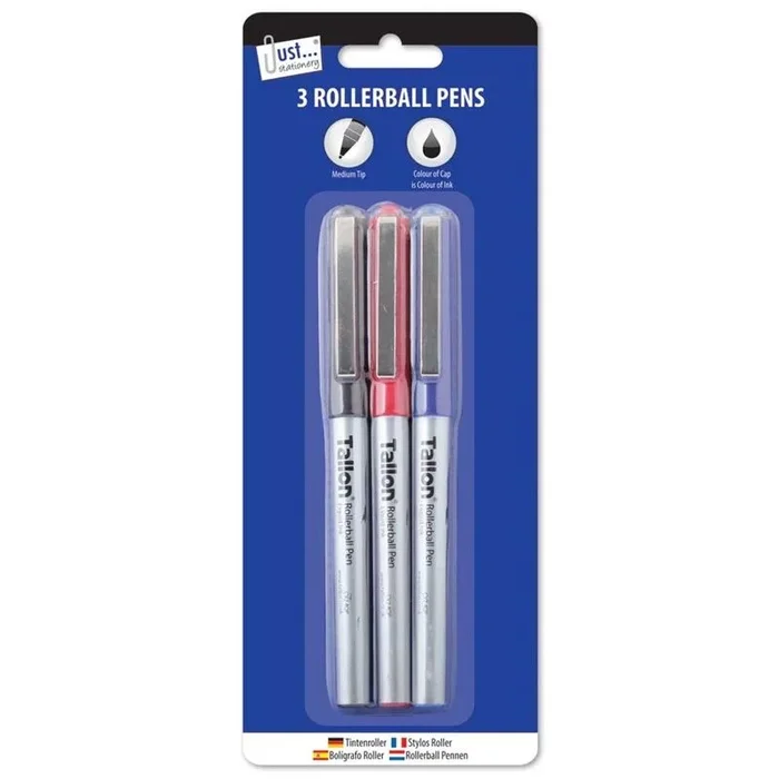 Rollerball Pens Assorted Colours 3 Pack