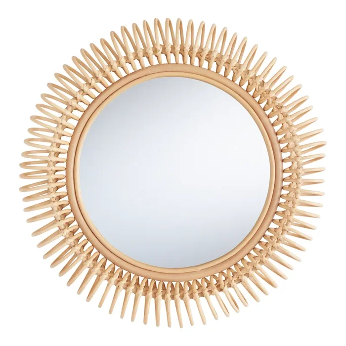 Round Coiled Rattan Wall Mirror