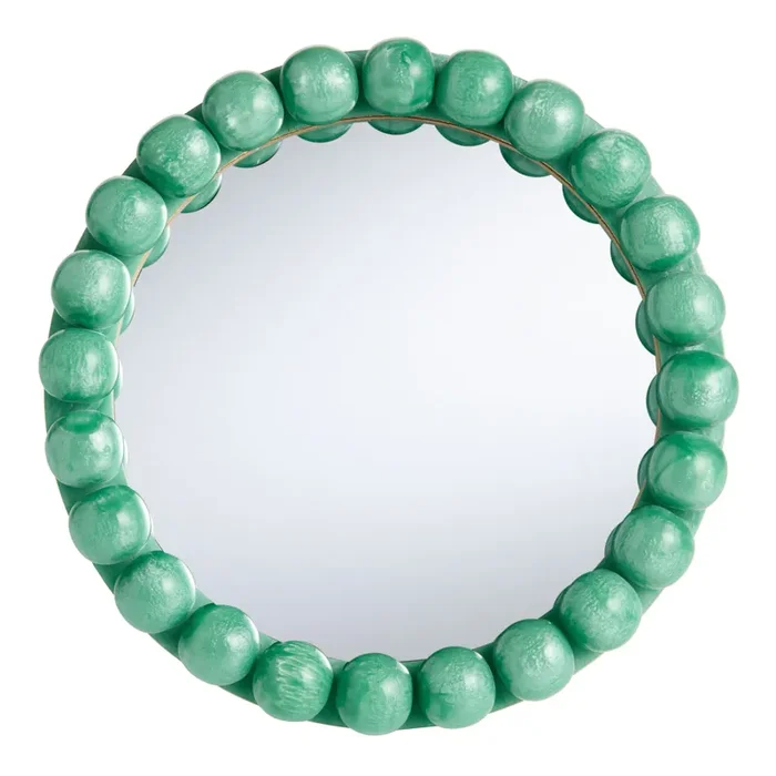 Round Jade Green Bead Retro Mini Wall Mirror