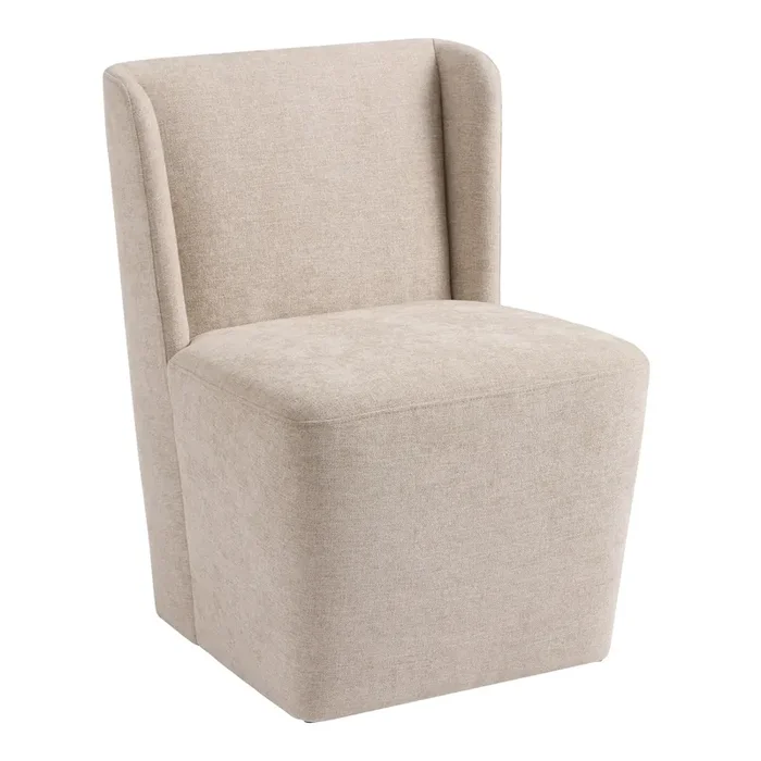 Roya Wingback Upholstered Rolling Dining Chair