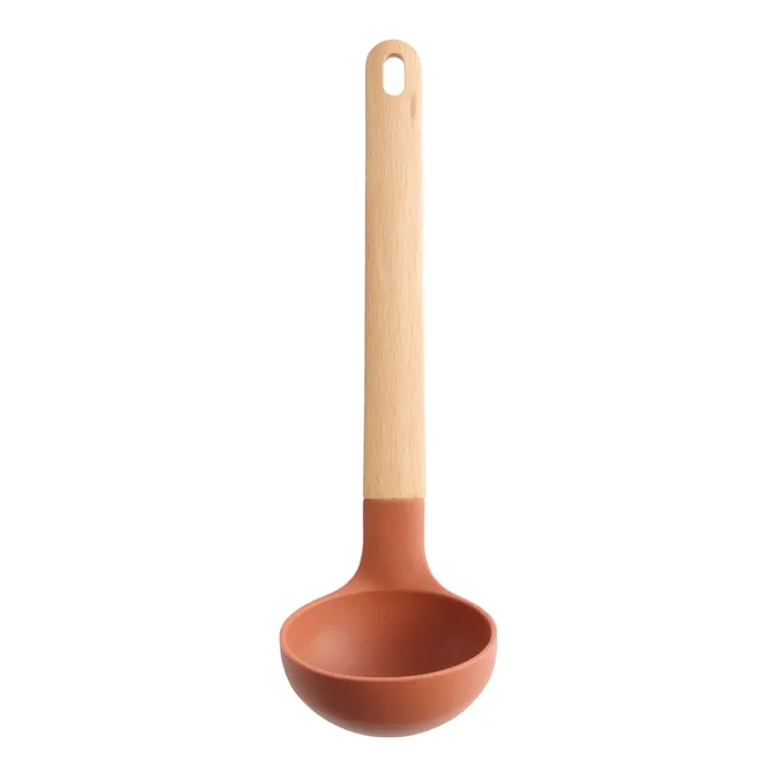 Rust Red Silicone and Wood Ladle