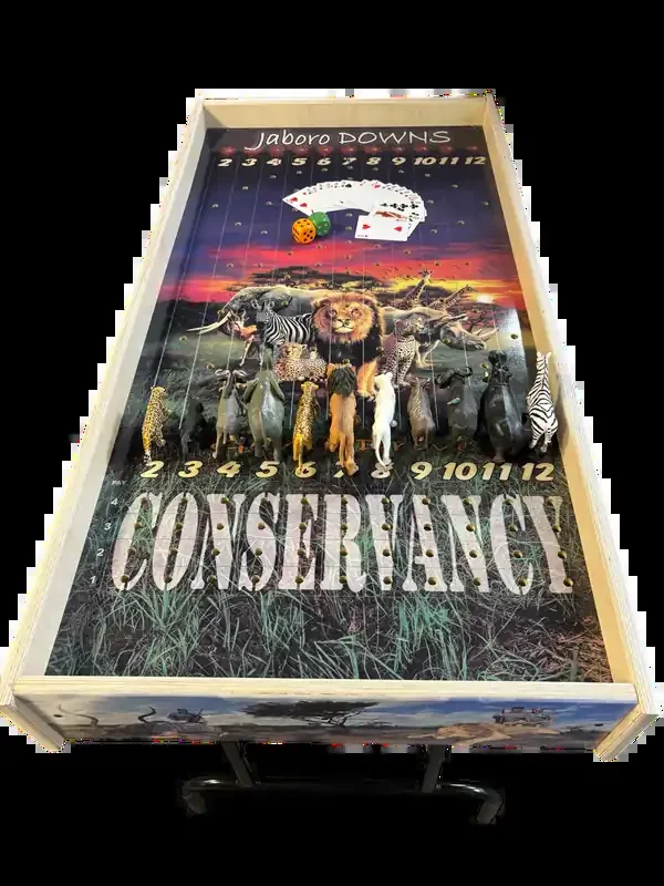 Safari Theme – Jumbo Horse Game with Integrated Chip Pot Big Buck Derby Themed/ Hunting Themed Games/ Deer Themed Horse Racing/ Large Party Games/ Camping