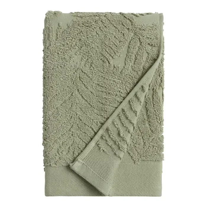 Sage Green Sculpted Palm Leaf Hand Towel