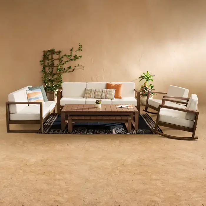 Segovia 6 Piece Outdoor Furniture Set with Rocking Chairs