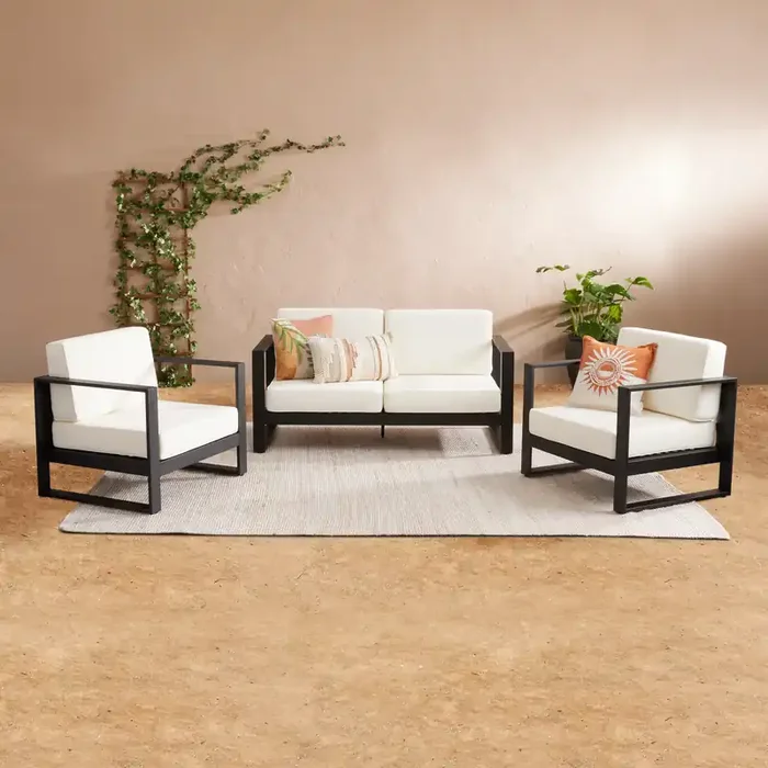 Segovia Metal 3 Piece Outdoor Furniture Set With Loveseat