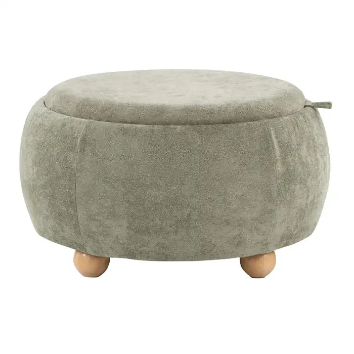 Shiloh Round Upholstered Storage Ottoman with Tray Top