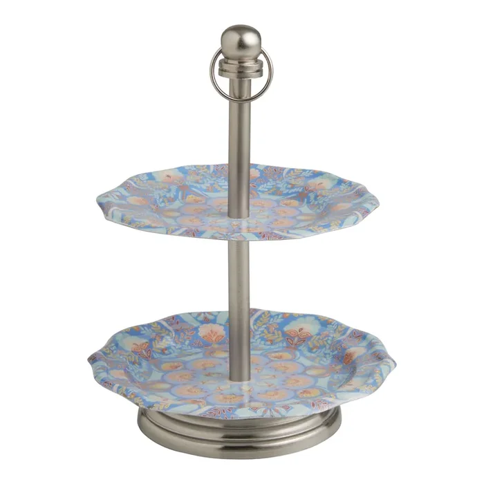 Silver Metal Utopia Palm 2 Tier Jewelry Stand