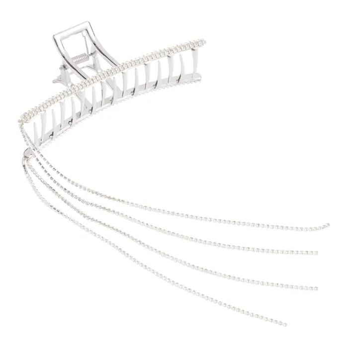 Silver Rhinestone Chain Claw Clip