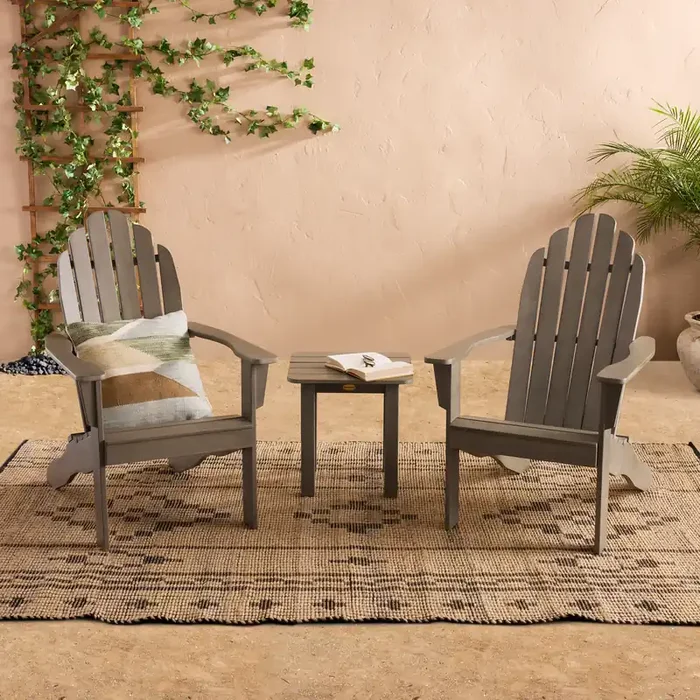 Slatted Wood Adirondack 3 Piece Outdoor Furniture Set