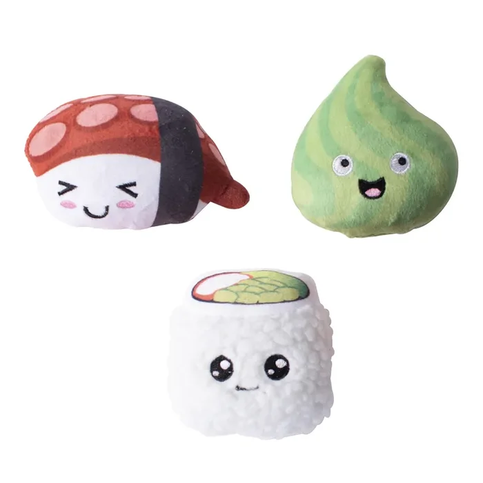 Small Plush Sushi-Shaped Squeaky Dog Toys 3 Pack