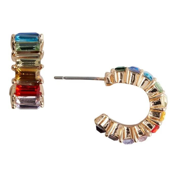 Small Rainbow Glass Hoop Earrings