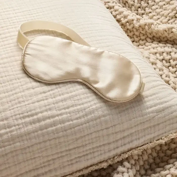 Solid Silk Eye Mask Natural – Casaluna™ Adjustable, Hand Washable, Polyester Filled, OEKO-TEX Certified