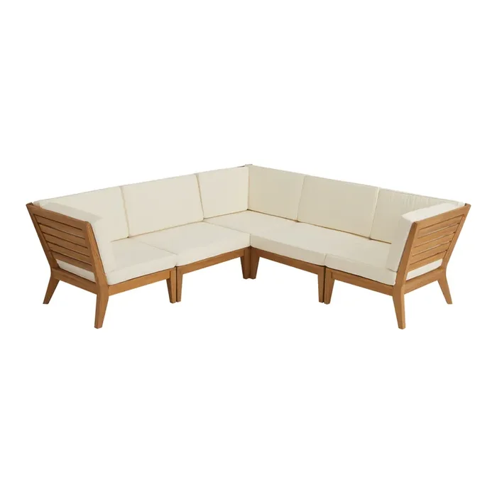Somers Teak 5 Piece Square Modular Outdoor Sectional Sofa