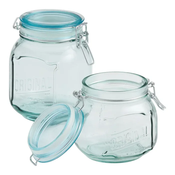 Spanish Recycled Glass Vintage Style Clamp Lid Jar