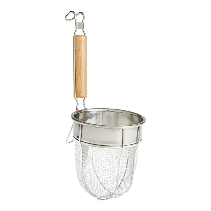 Stainless Steel Mesh and Wood Noodle Straining Basket