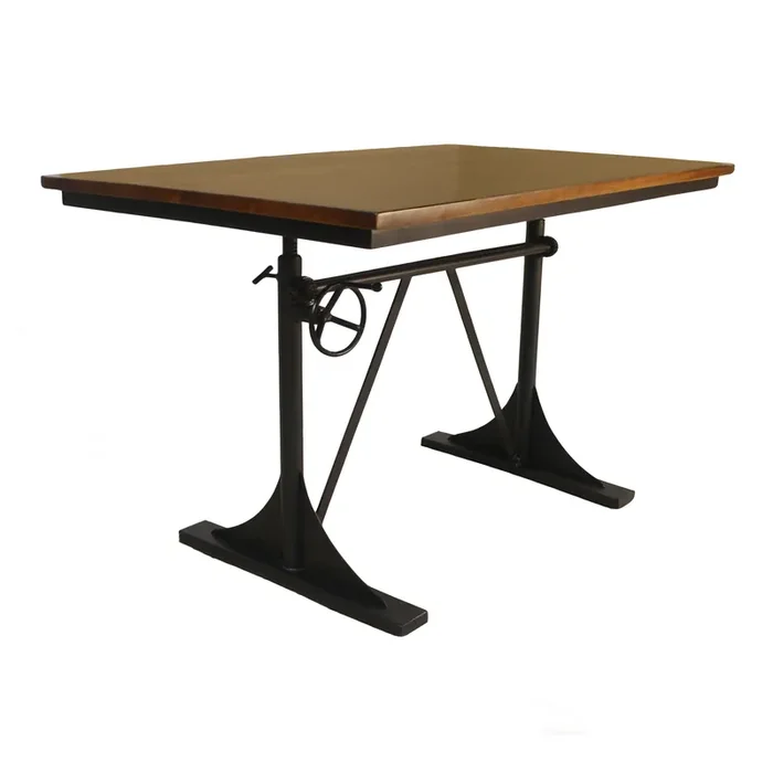 Stellan Wood and Cast Iron Adjustable Height Desk