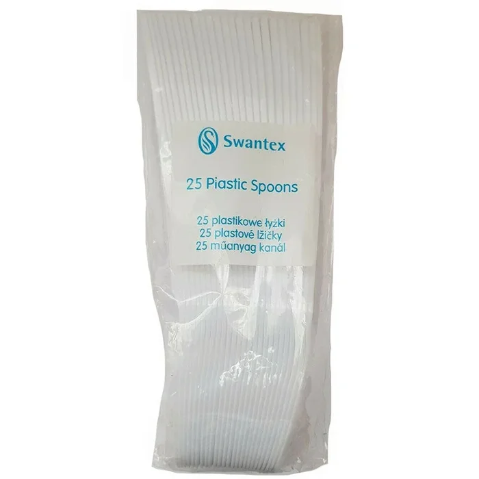 Swantex White Plastic Spoons 25 Pack – Case of 22