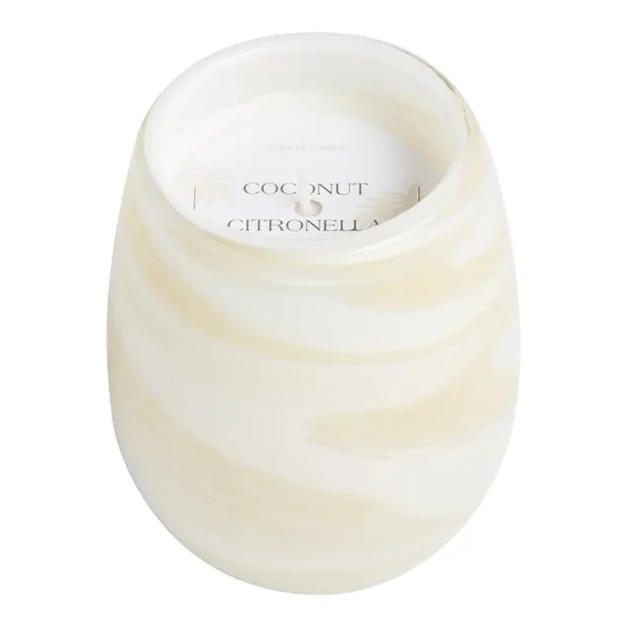 Swirl Glass Coconut Scented Citronella Candle