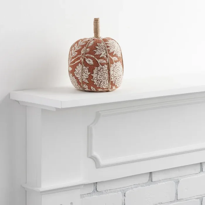 Tall Block Print Fabric Pumpkin Décor