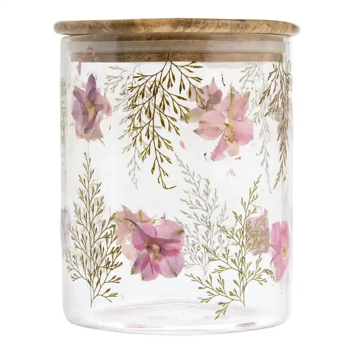 Tall Glass Pressed Flower Storage Canister