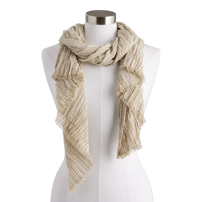 Tan And White Stripe Scarf