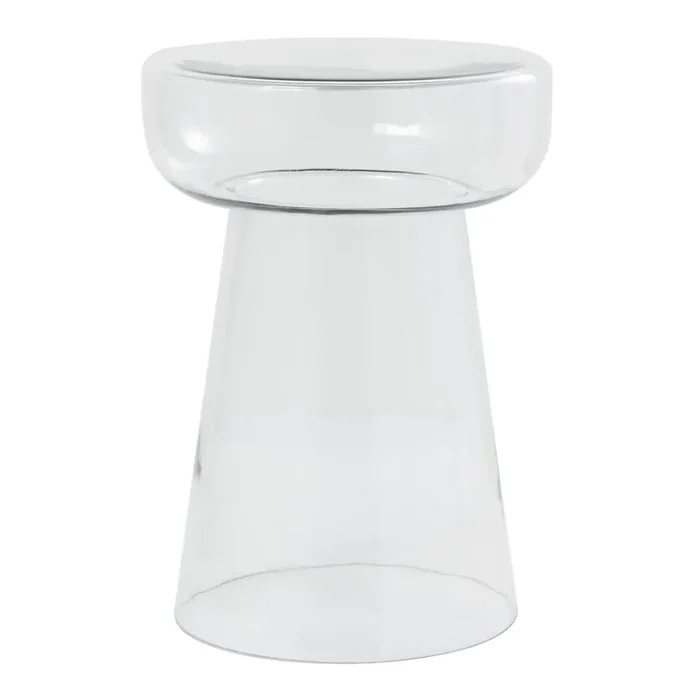 Tansy Round Clear Glass Pedestal Side Table