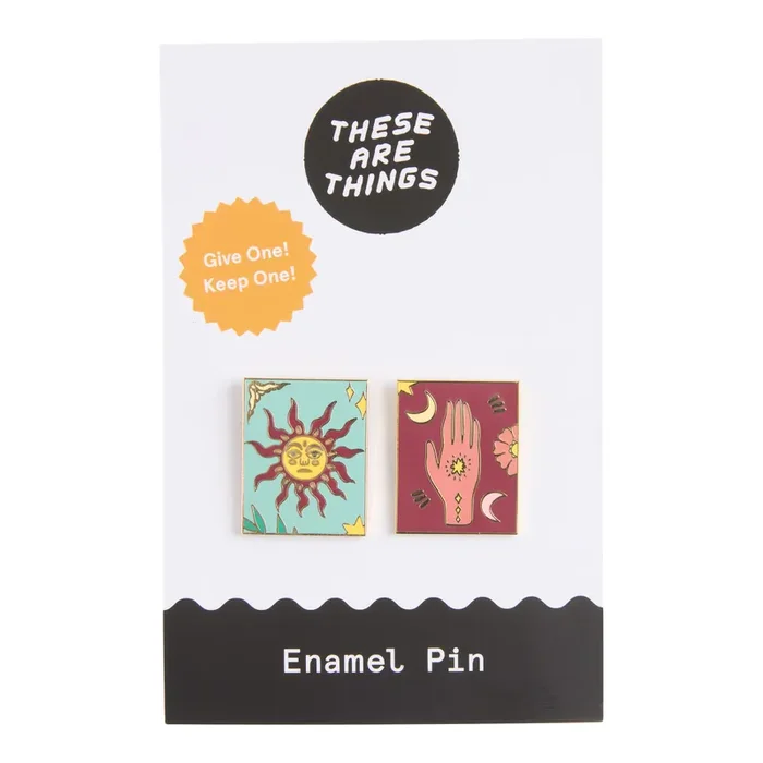 Terracotta and Teal Celestial Hand Enamel Pins 2 Pack