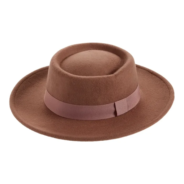 Terracotta Wool Flat Top Hat