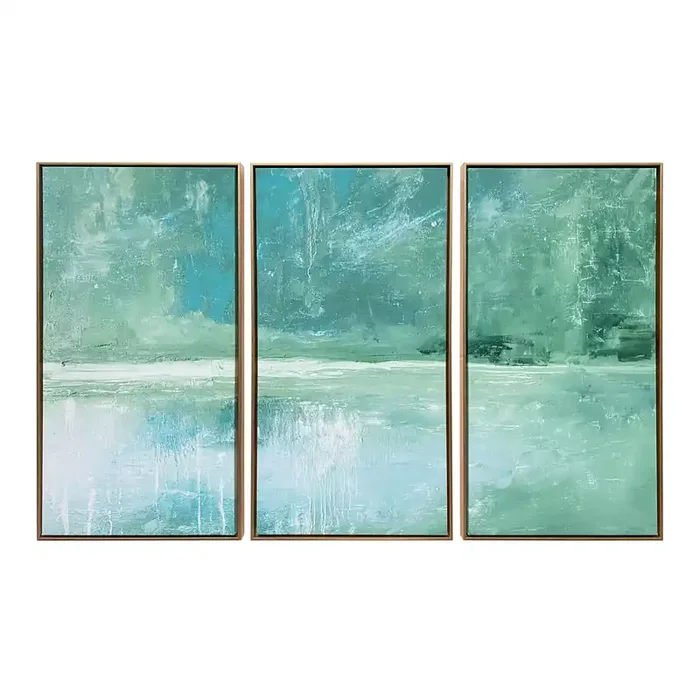 The Pond Triptych Framed Canvas Wall Art 3 Piece
