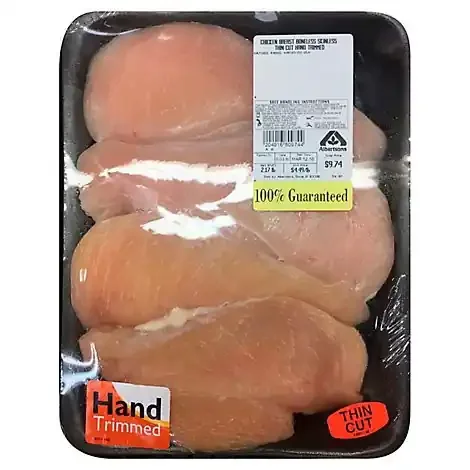 Thin Cut Hand Trimmed Boneless Skinless Chicken Breast – 1 Lb