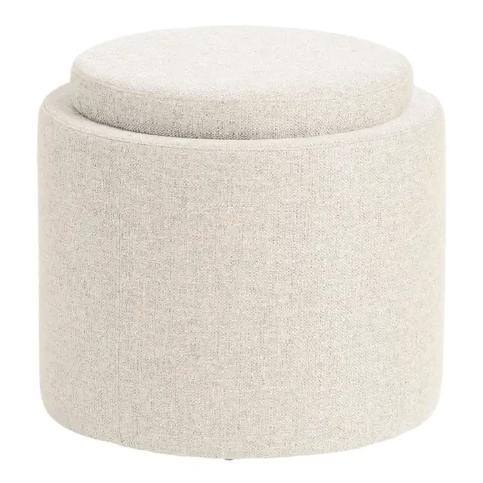 Thompkins Round Basketweave Upholstered Storage Ottoman