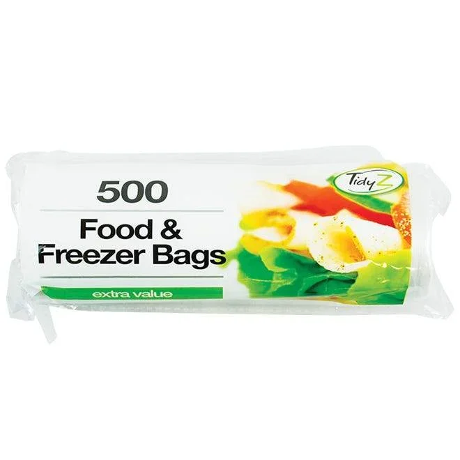 TidyZ Food & Freezer Bags Extra Value 500pk – Case of 5