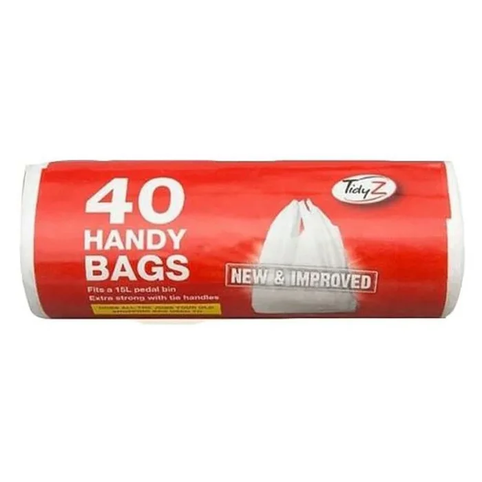 TidyZ White Handy Bags 40pk – Case of 6