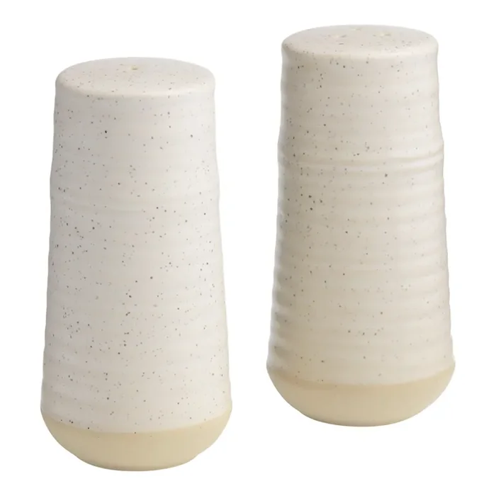 Tipton Ivory Speckled Ceramic Salt and Pepper Shaker Set