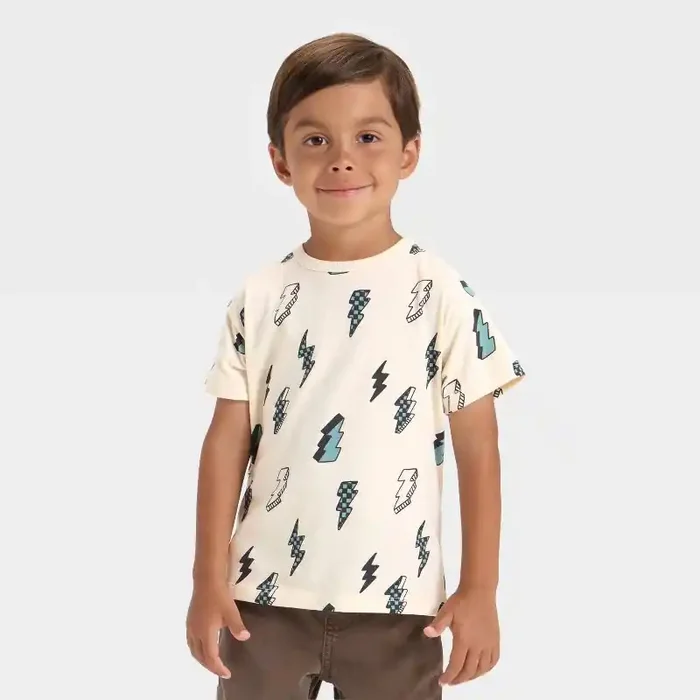 Toddler Boys‘ Short Sleeve Relaxed T-Shirt – Cat & Jack™ Cream 12M