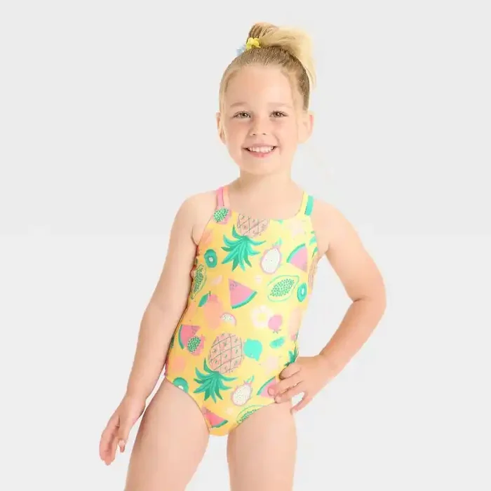 Toddler Girls‘ Multi Strap One Piece Swimsuit – Cat & Jack™ Yellow 12M