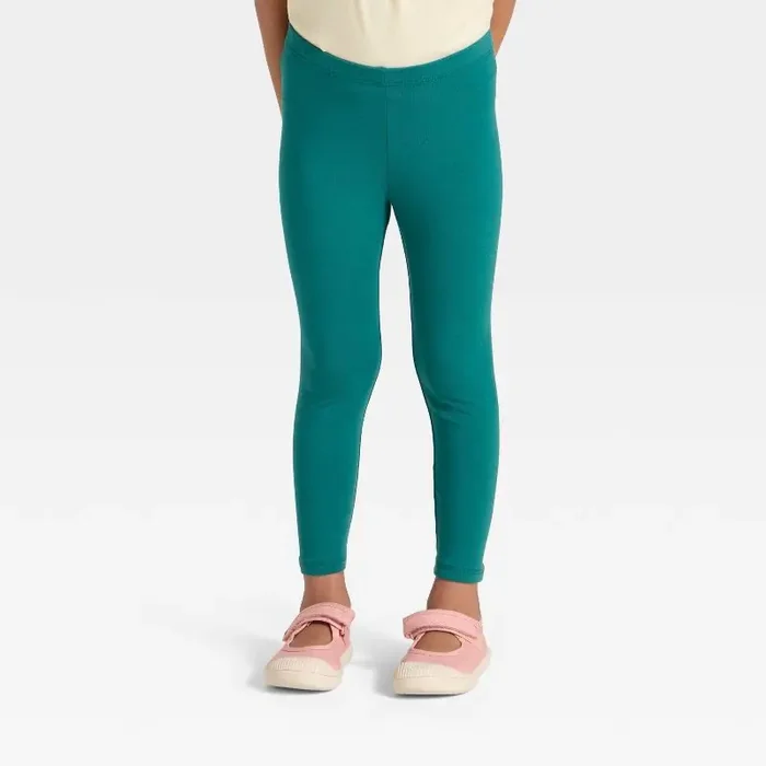 Toddler Girls‘ Solid Leggings – Cat & Jack™ Teal Green 12M