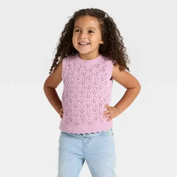 Toddler Girls‘ Sweater Vest – Cat & Jack™ Lavender Mauve 2T