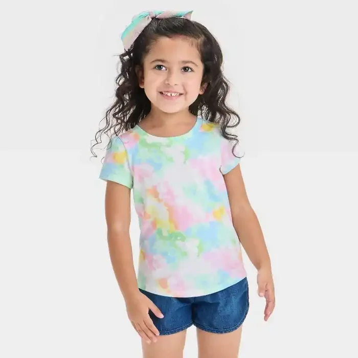 Toddler Girls‘ Tie Dye T-Shirt – Cat & Jack™ 3T Crew Neck, Short Sleeve