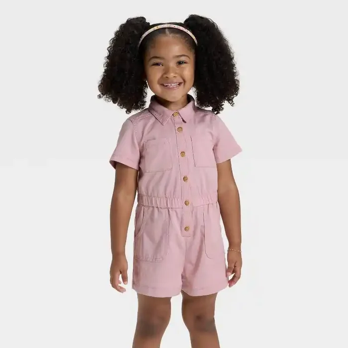 Toddler Girls‘ Utility Romper – Cat & Jack™ Light Mauve 18M