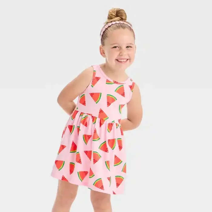 Toddler Girls‘ Watermelon Tank Dress – Cat & Jack™ Light Pink 3T