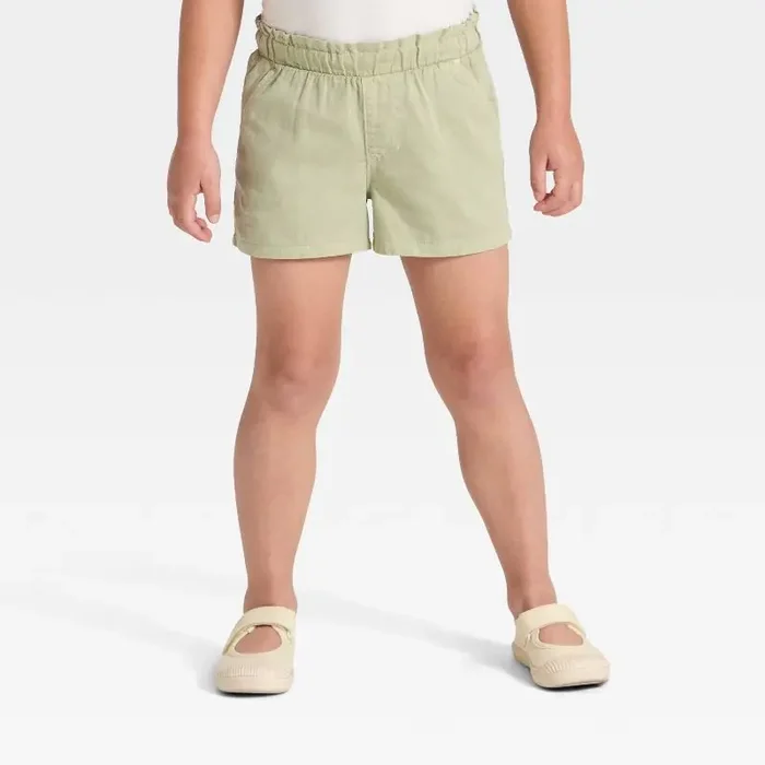 Toddler Girls‘ Woven Shorts – Cat & Jack™ Light Olive 2T