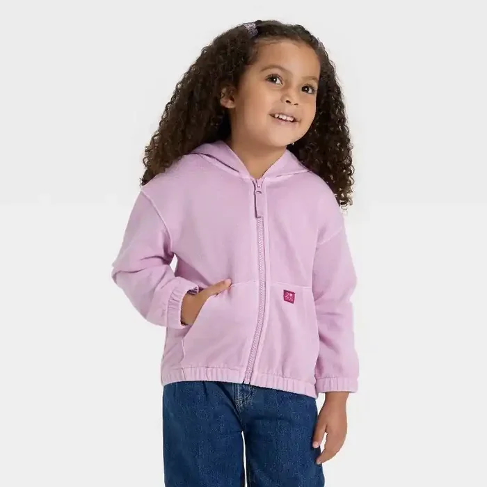 Toddler Girls‘ Zip-Up French Terry Hoodie – Cat & Jack™ Lavender Mauve 18M