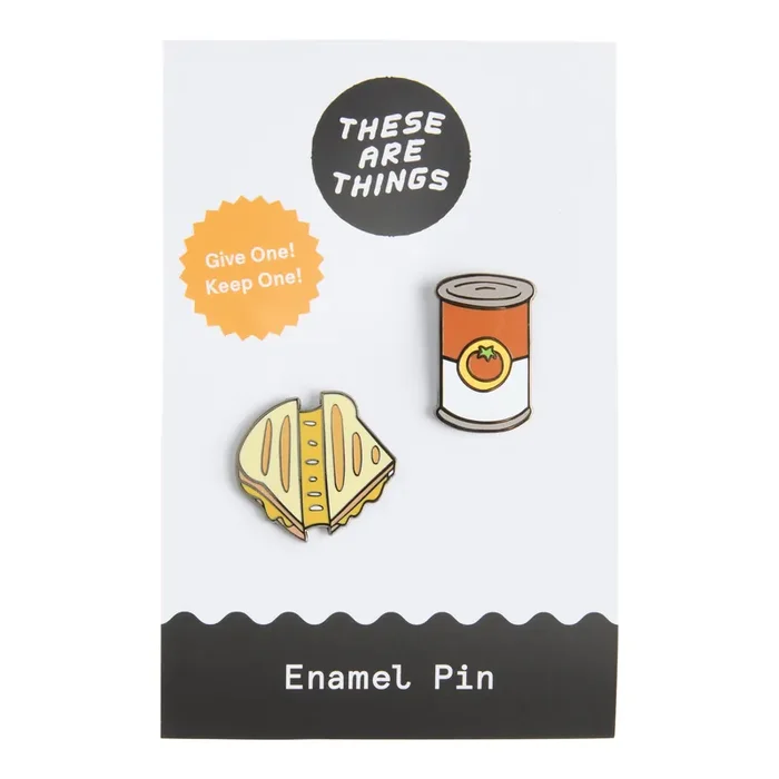 Tomato Soup and Grilled Cheese Enamel Pins 2 Pack